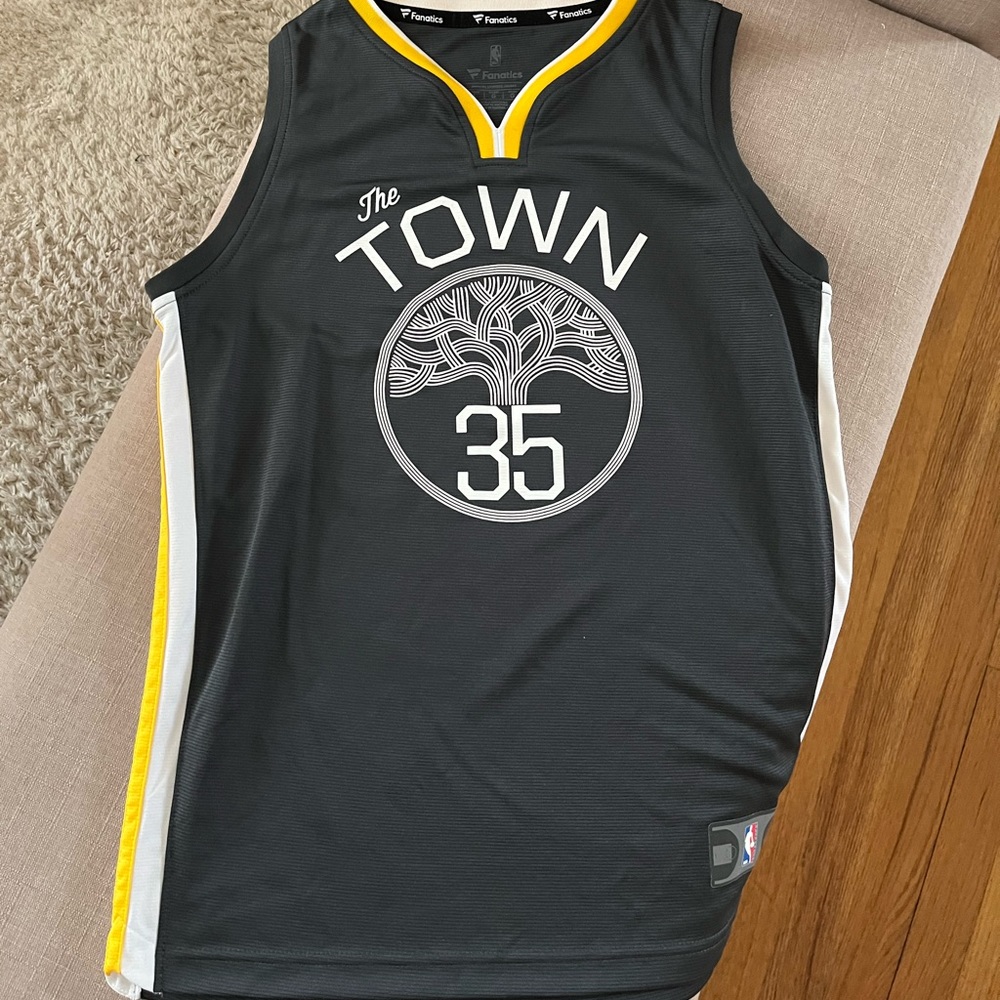Kids Gold State Kevin Durant Fanatics Jersey.